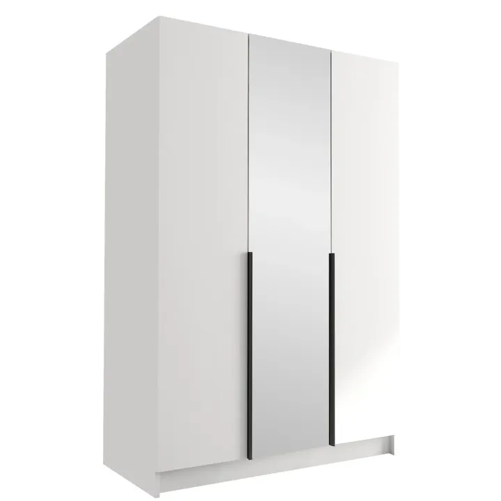 Armadio 150x215h cm 3 ante 1 specchio moderno bianco nero Glammy 3