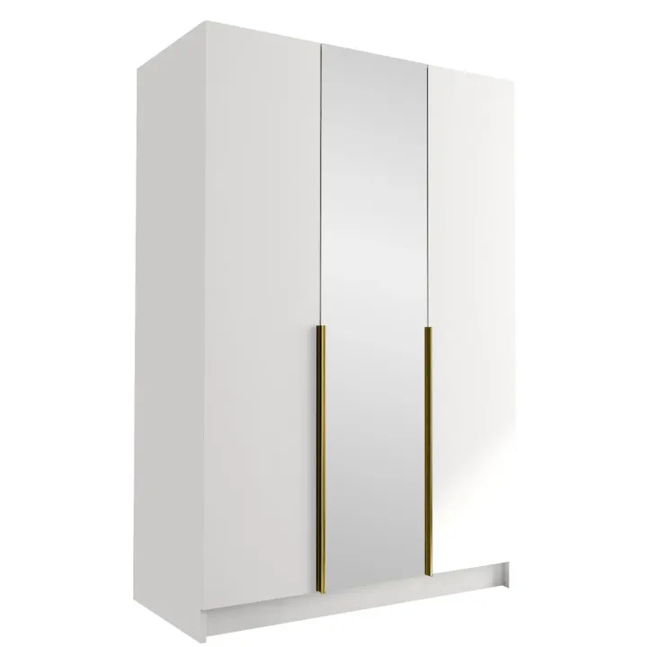 Armadio 150x215h cm 3 ante 1 specchio moderno bianco oro Glammy 3