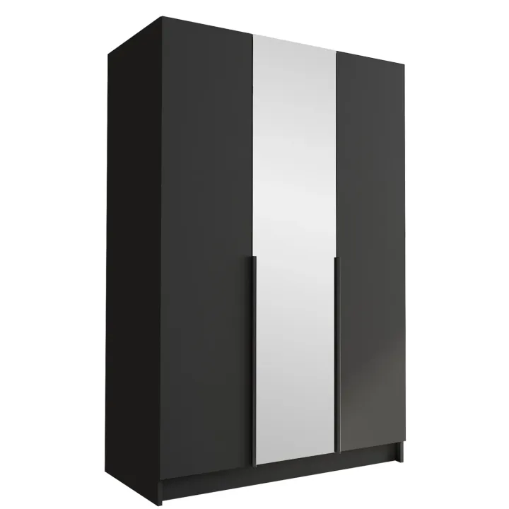 Armadio 150x215h cm 3 ante 1 specchio moderno nero Glammy 3
