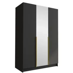 Armadio 150x215h cm 3 ante 1 specchio moderno nero oro Glammy 3