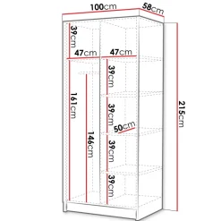 Armadio 100x215h cm 2 ante 1 specchio moderno beige nero Glammy 2