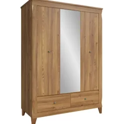 Armadio 144x202h cm 3 ante specchio rovere scuro Lucca