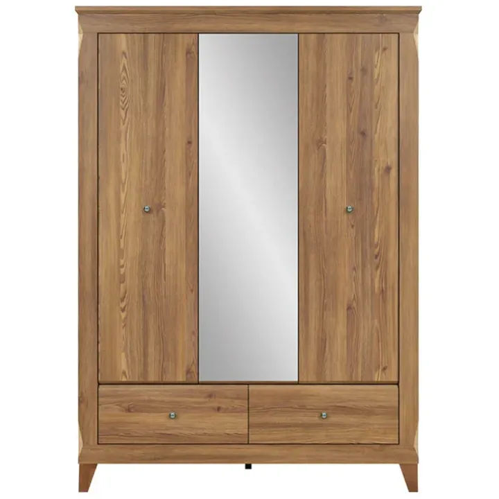 Armadio 144x202h cm 3 ante specchio rovere scuro Lucca