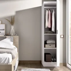 Armadio 41x184h cm con barra appendiabiti legno bianco Juan
