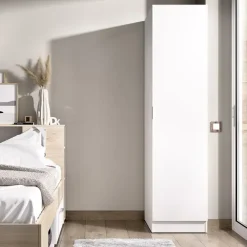 Armadio 41x184h cm con barra appendiabiti legno bianco Juan