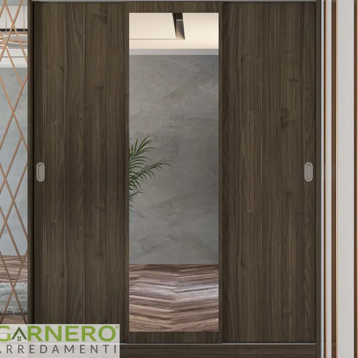 Armadio 150x191h cm scorrevole con specchio noce Collodi