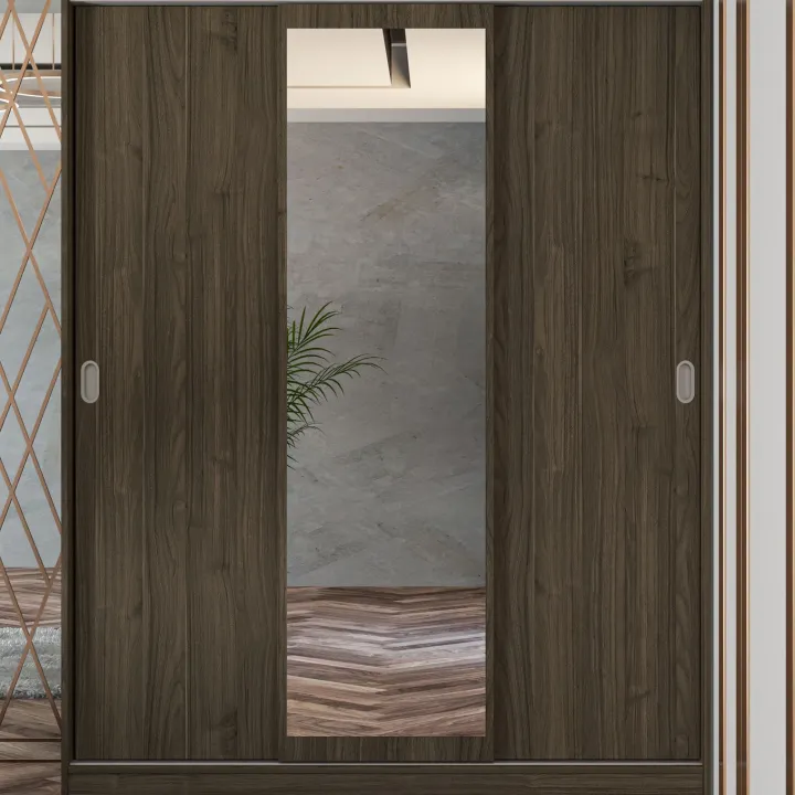 Armadio 150x191h cm scorrevole con specchio noce Collodi
