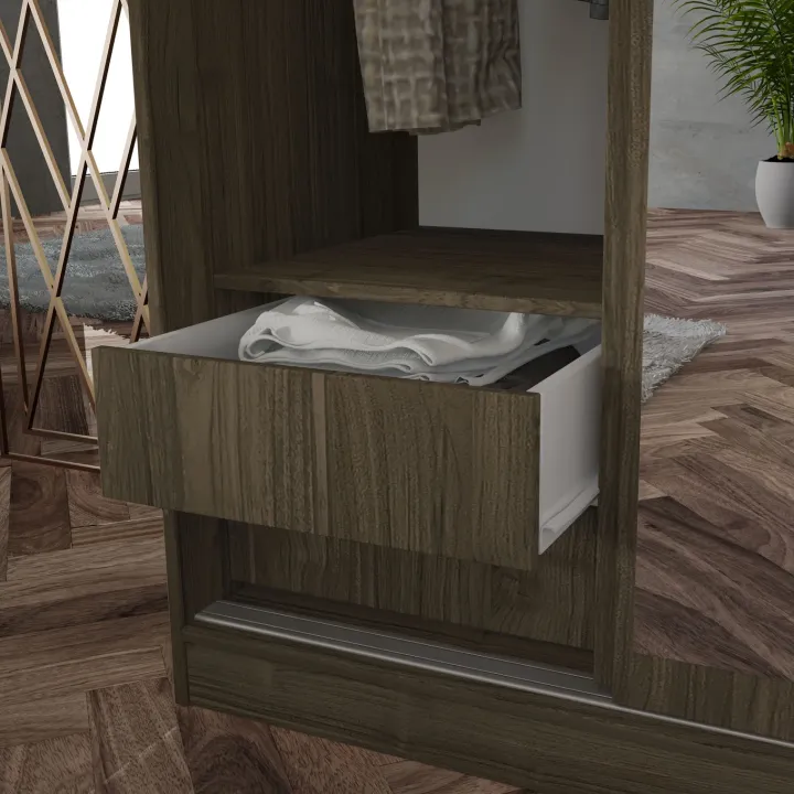 Armadio 150x191h cm scorrevole con specchio noce Collodi