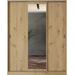 Armadio 150x191h cm scorrevole con specchio rovere rustico Collodi