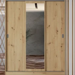 Armadio 150x191h cm scorrevole con specchio rovere rustico Collodi