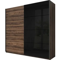Camera completa con letto matrimoniale 160x200cm rovere scuro nero lucido Cortina Gihome®