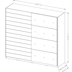 Camera completa con letto matrimoniale 160x200cm rovere scuro nero lucido Cortina Gihome®