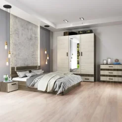 Camera completa matrimoniale con comò moderna rovere scuro e chiaro Rovigo