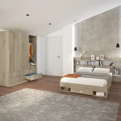 Camera da letto completa alla francese rovere sonoma Danubio