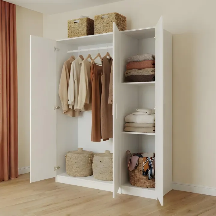 Camera da letto completa matrimoniale bianco con armadio e comodino Verona