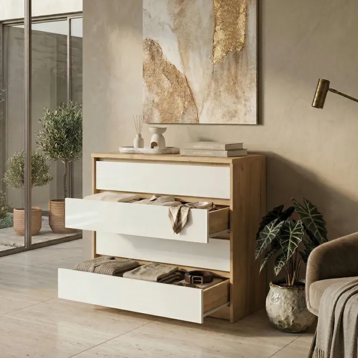 Camera da letto completa matrimoniale moderna bianco rovere Sweet