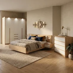 Camera da letto completa matrimoniale moderna bianco rovere Sweet