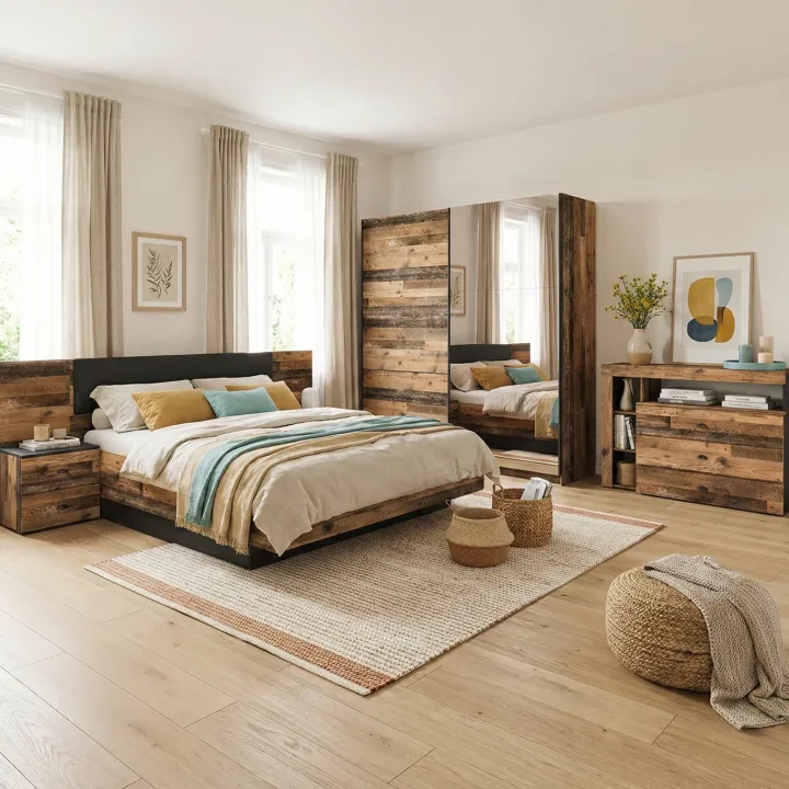 Camera da letto completa matrimoniale legno vecchio antico nero Lubiana