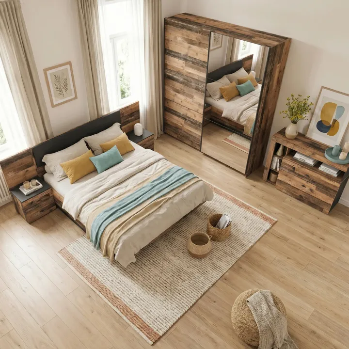Camera da letto completa matrimoniale legno vecchio antico nero Lubiana