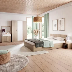 Camera da letto completa matrimoniale rovere bianco opaco Vieste