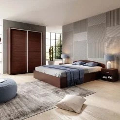 Camera da letto completa matrimoniale moderna wengè Roma