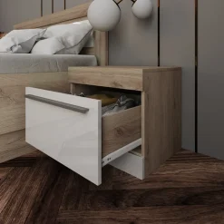 Camera da letto completa matrimoniale bianco lucido rovere sonoma Monaco