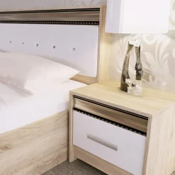 Camera da letto completa testiera trapuntata rovere bianco oro Riga