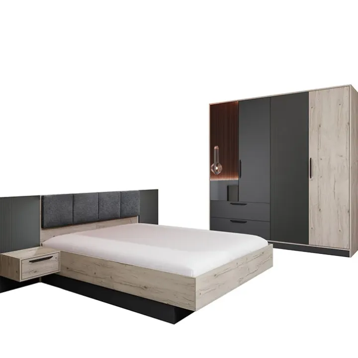 Camera da letto matrimoniale completa rovere antracite opaco Urbino