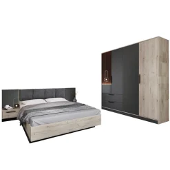 Camera da letto matrimoniale completa rovere antracite opaco Urbino