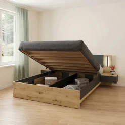Camera da letto matrimoniale completa moderna rovere rustico e antracite Stephy