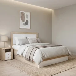 Camera da letto matrimoniale completa rovere bianco lucido Volterra