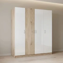 Camera da letto matrimoniale completa rovere bianco lucido Volterra