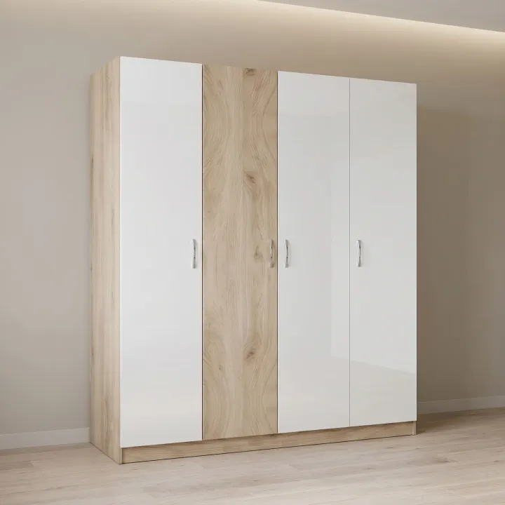 Camera da letto matrimoniale completa rovere bianco lucido Volterra