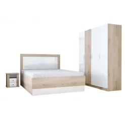 Camera da letto matrimoniale completa rovere bianco lucido Volterra