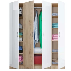 Camera da letto matrimoniale completa rovere bianco lucido Volterra