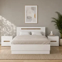 Camera da letto matrimoniale completa bianco lucido noce Biancastagno