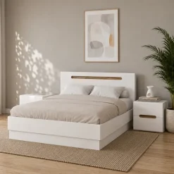 Camera da letto matrimoniale completa bianco lucido noce Biancastagno