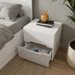 Camera da letto matrimoniale completa bianco lucido noce Biancastagno