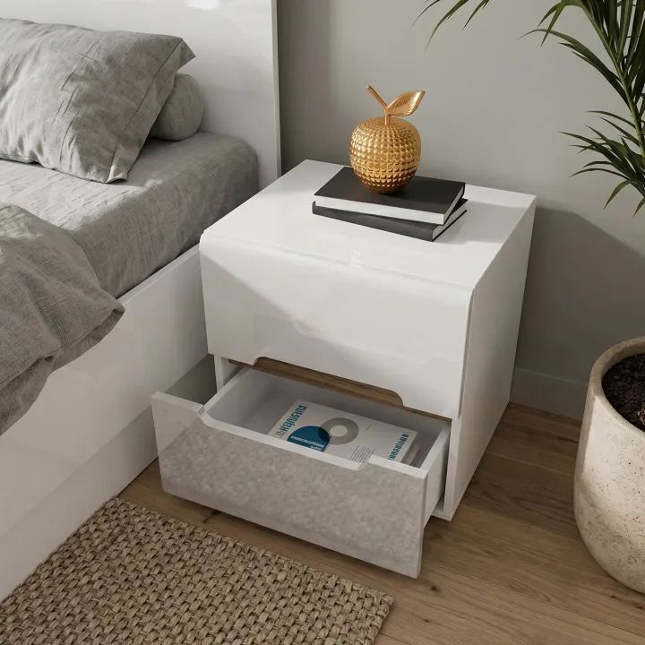 Camera da letto matrimoniale completa bianco lucido noce Biancastagno