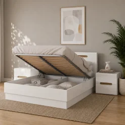Camera da letto matrimoniale completa bianco lucido noce Biancastagno