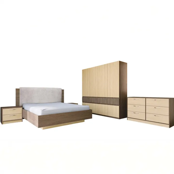 Camera da letto matrimoniale completa rovere chiaro e rovere scuro Pitigliano