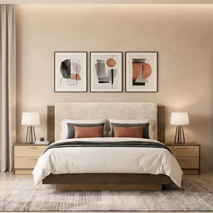 Camera da letto matrimoniale completa rovere chiaro e rovere scuro Pitigliano