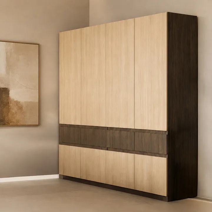 Camera da letto matrimoniale completa rovere chiaro e rovere scuro Pitigliano