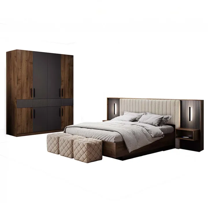 Camera da letto matrimoniale completa noce antracite Onice
