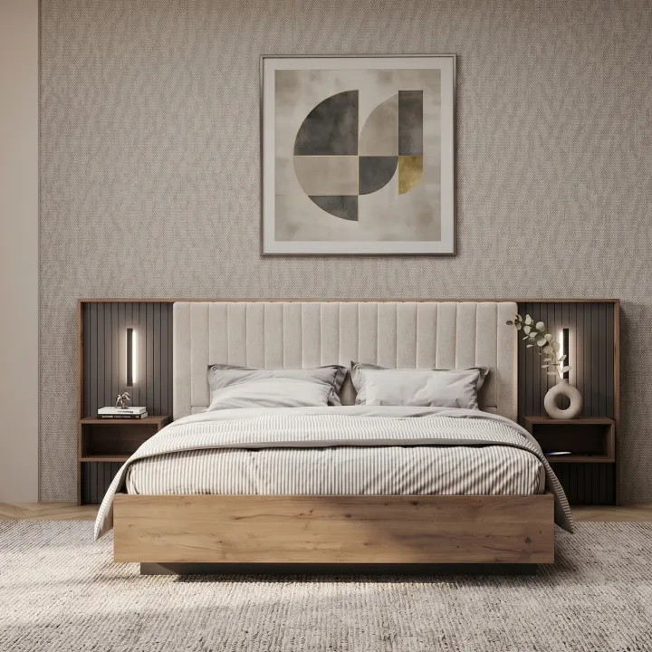 Camera da letto matrimoniale completa noce antracite Onice