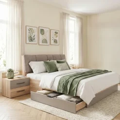 Camera da letto matrimoniale completa moderna rovere tortora Amelia