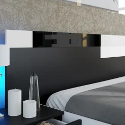 Camera da letto moderna completa matrimoniale nero bianco lucido Dallas