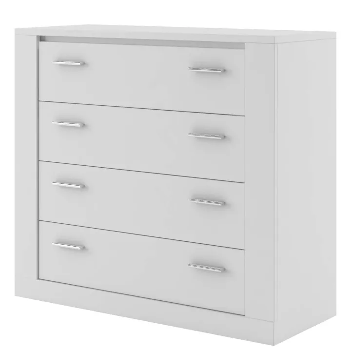Cassettiera moderna 100x90h 4 cassetti cm bianco opaco Ombra