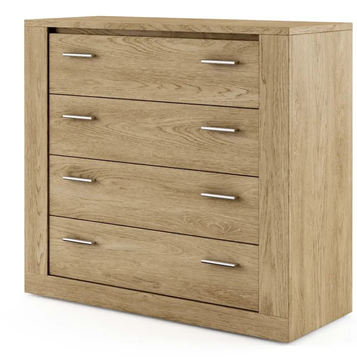 Cassettiera moderna 100x90h cm 4 cassetti rovere rustico Ombra