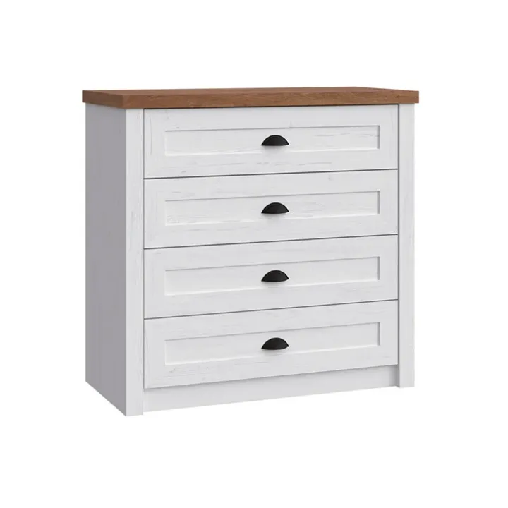 Cassettiera 88x88h cm 4 cassetti bianco frassinato rovere Provenza